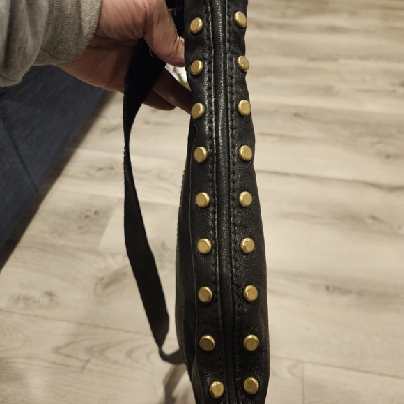 Fossil Black Leather Crossbody Bagwith Gold Studs - Picture 13 of 13